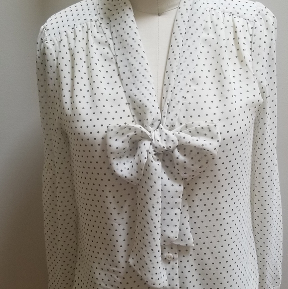 Jacob Brand White Button Down Polka Dot Blouse - Picture 11 of 11